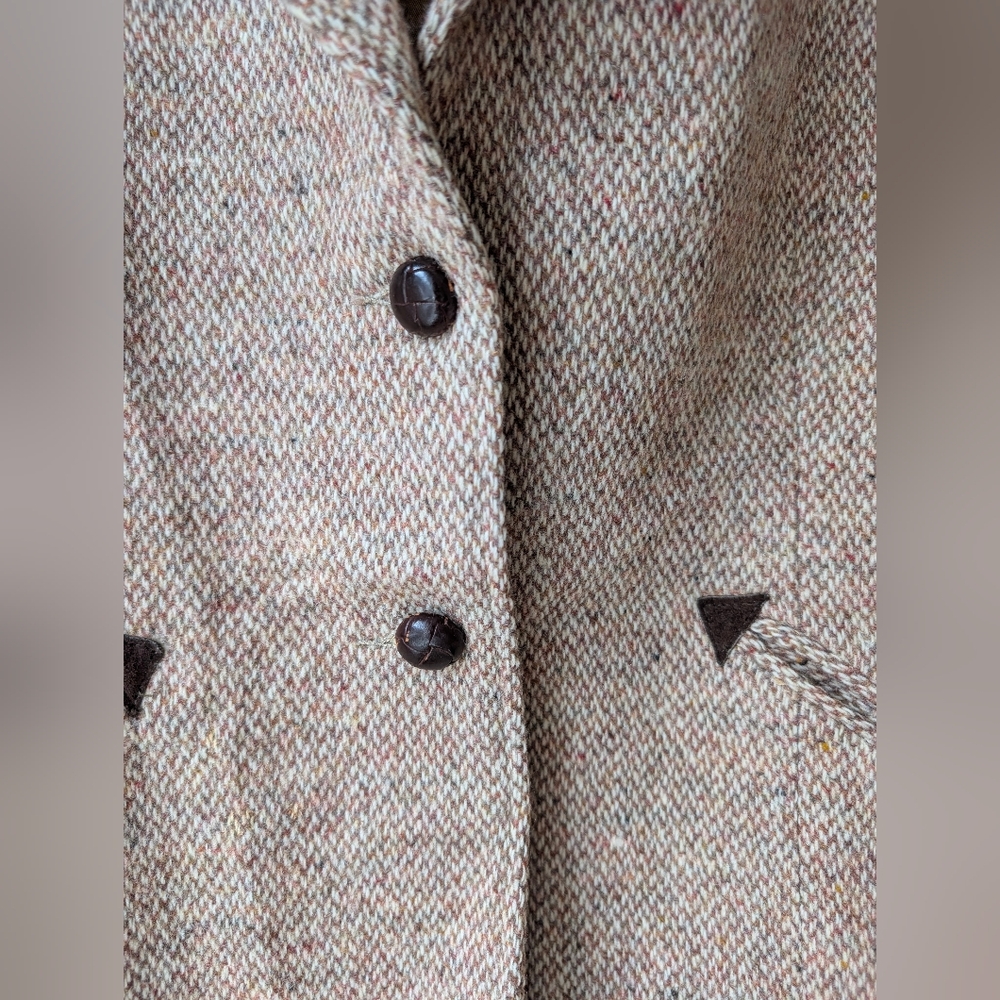 Vintage Women's Wool Blazer Brown Cream Size 12 - 14 Light Academia Preppy Twee - Picture 3 of 11